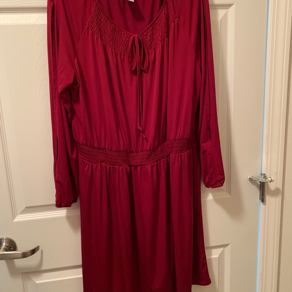 Woman’s plus size red dress